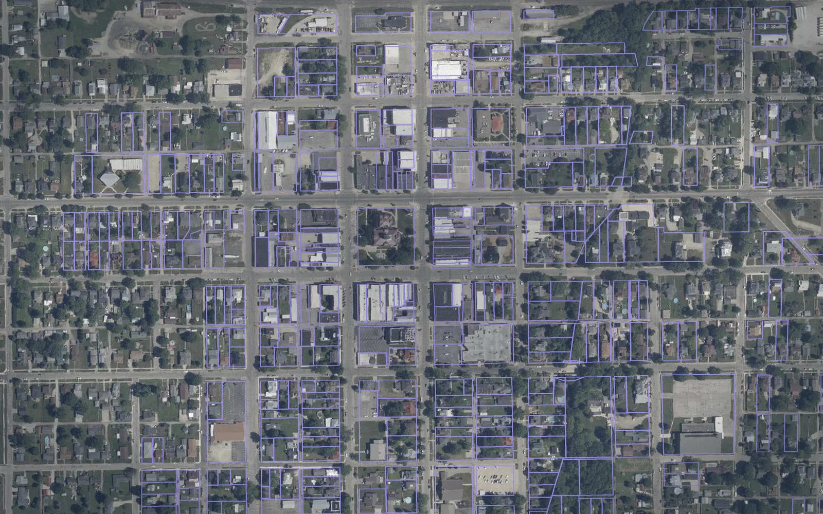 Parcel boundaries over aerial imagery of Randolph County, Indiana
