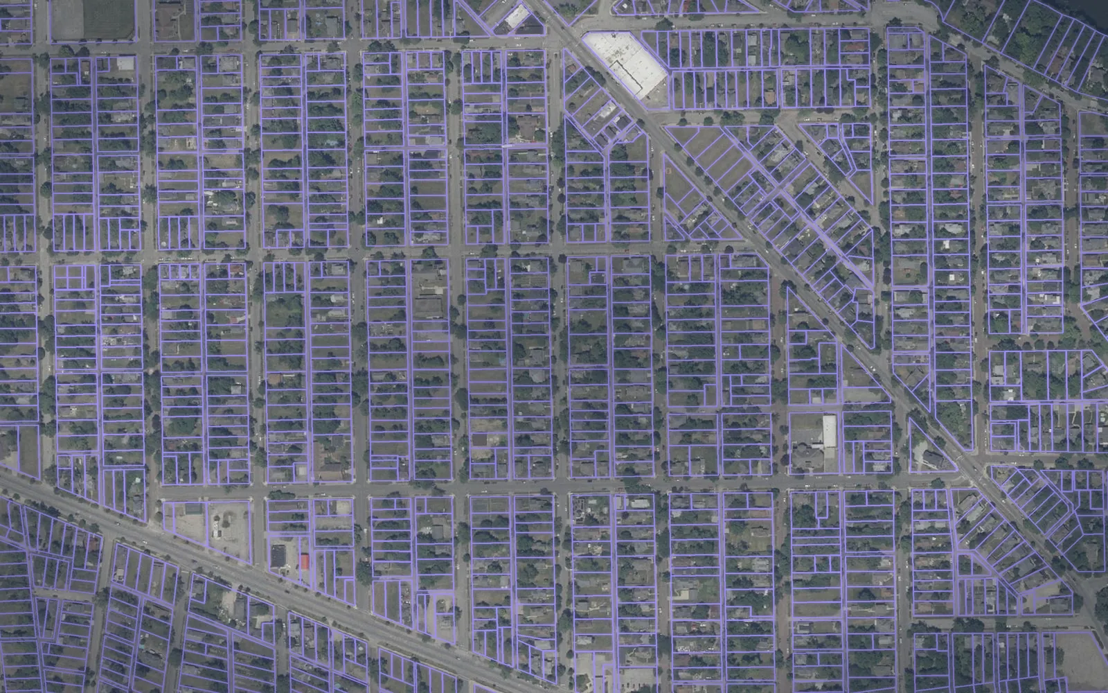 Parcel boundaries over aerial imagery of St. Joseph County, Indiana