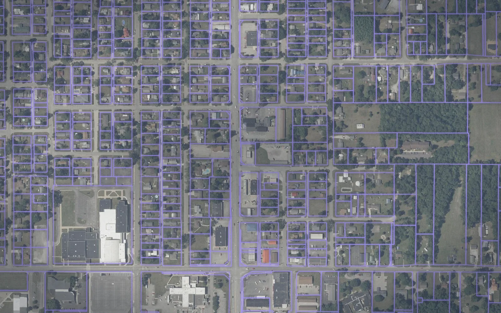 Parcel boundaries over aerial imagery of Starke County, Indiana