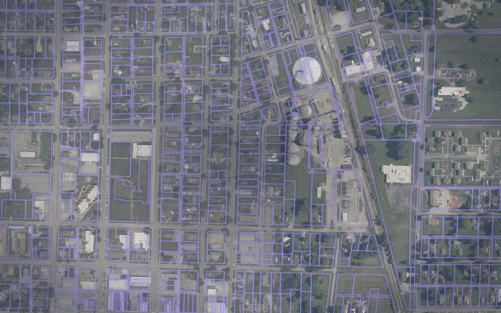 Parcel boundaries over aerial imagery of Sullivan County, Indiana