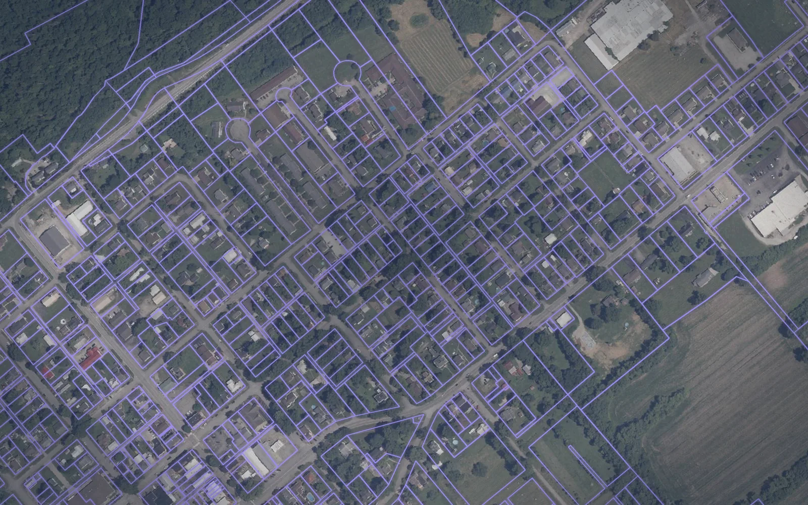 Parcel boundaries over aerial imagery of Switzerland County, Indiana