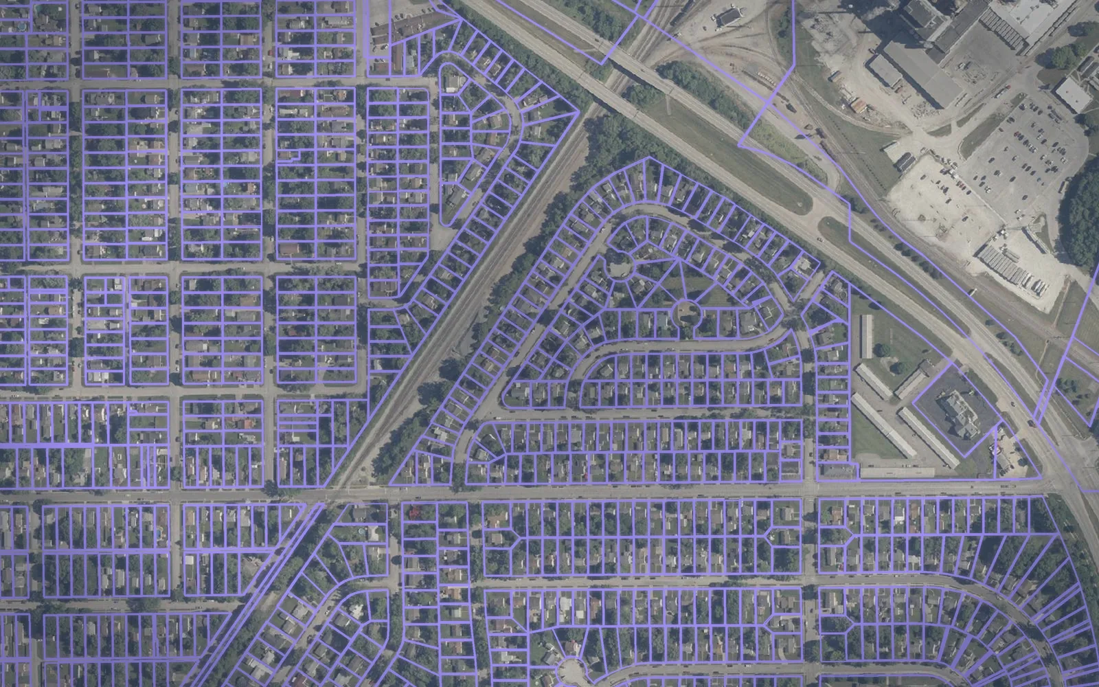 Parcel boundaries over aerial imagery of Tippecanoe County, Indiana