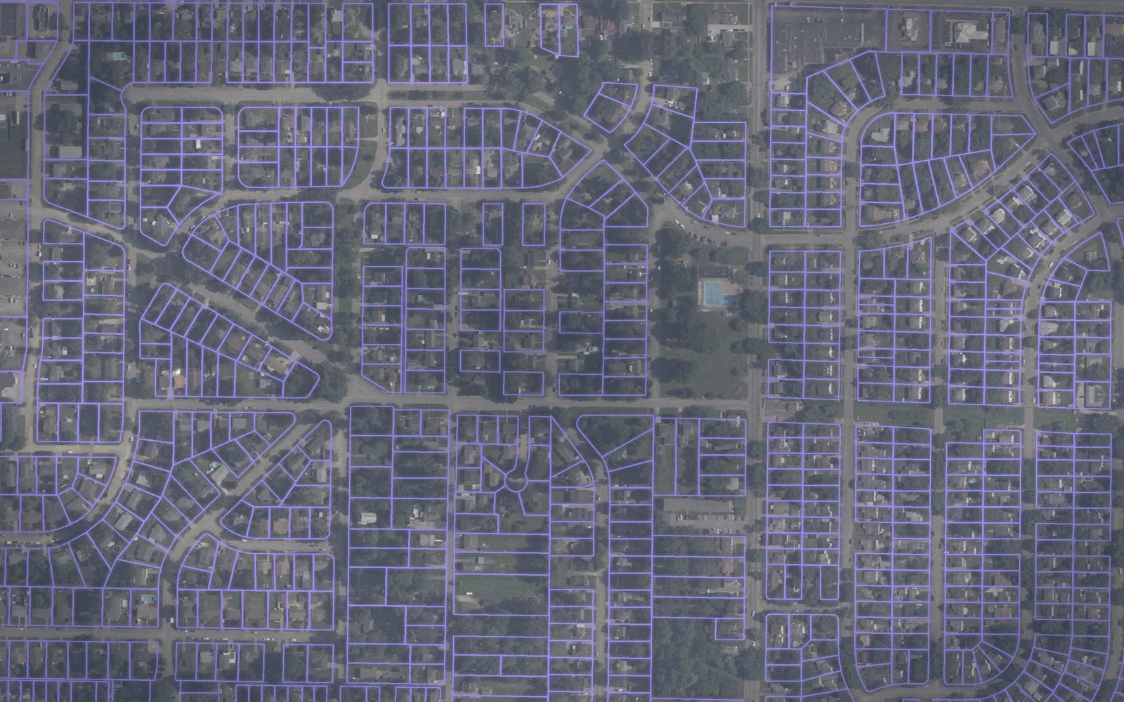 Parcel boundaries over aerial imagery of Vanderburgh County, Indiana