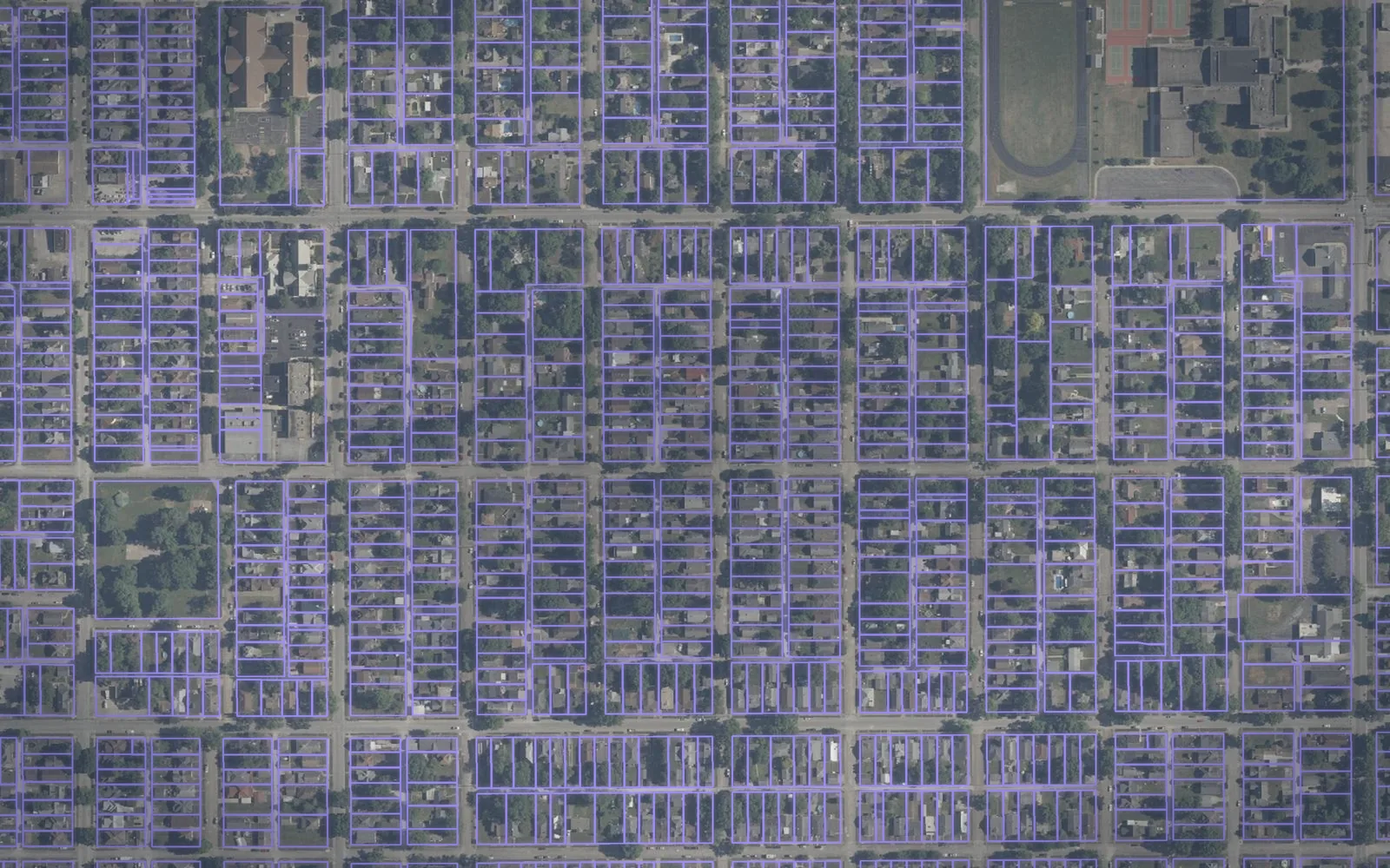 Parcel boundaries over aerial imagery of Vigo County, Indiana
