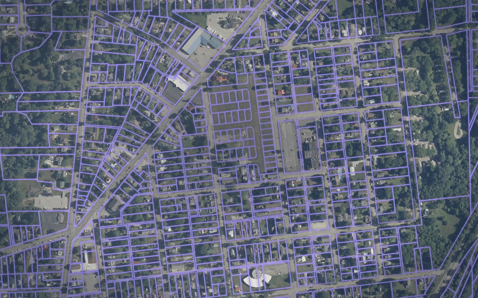 Parcel boundaries over aerial imagery of Wabash County, Indiana