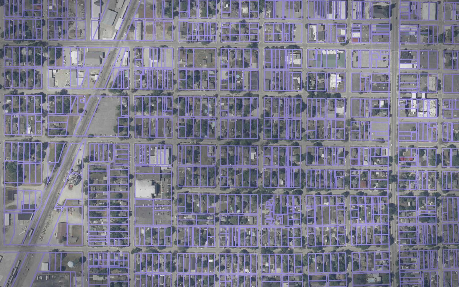 Parcel boundaries over aerial imagery of Wells County, Indiana