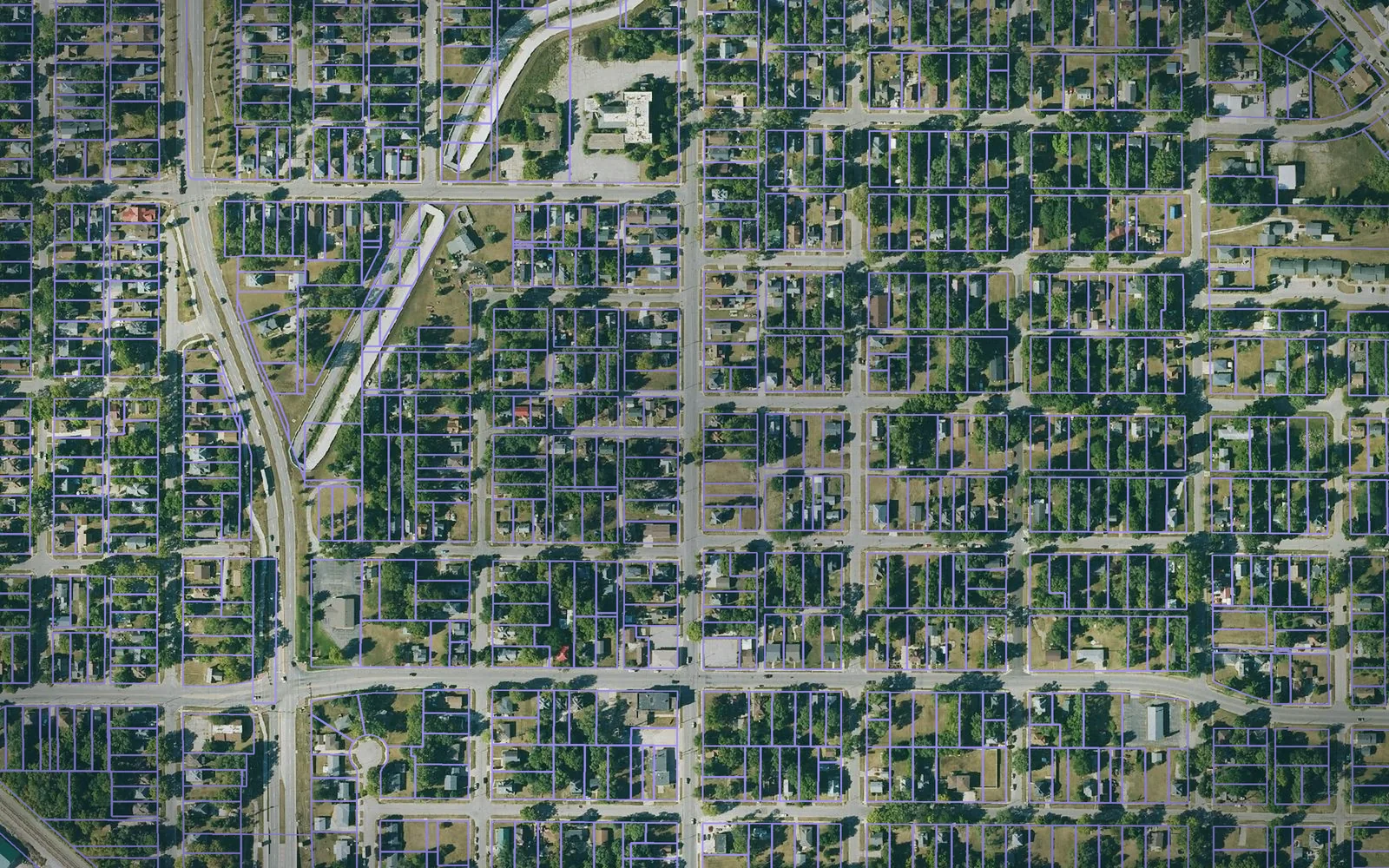 Parcel boundaries over aerial imagery of Black Hawk County, Iowa