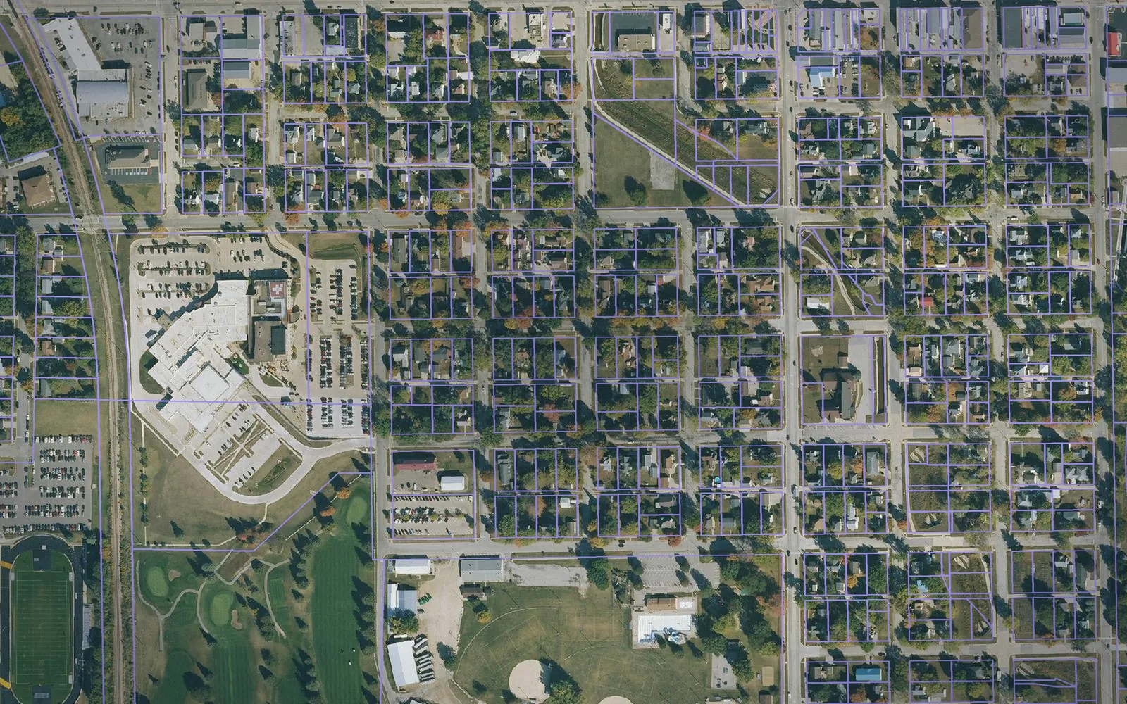 Parcel boundaries over aerial imagery of Bremer County, Iowa