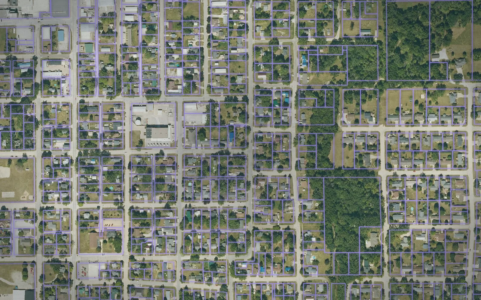 Parcel boundaries over aerial imagery of Buchanan County, Iowa