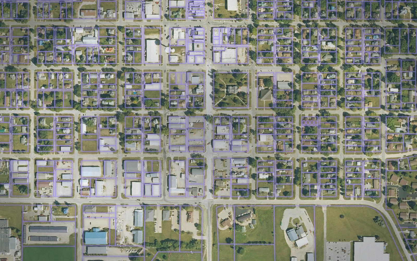 Parcel boundaries over aerial imagery of Cedar County, Iowa