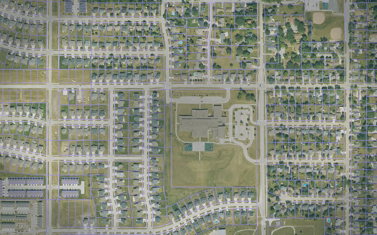 Parcel boundaries over aerial imagery of Dallas County, Iowa