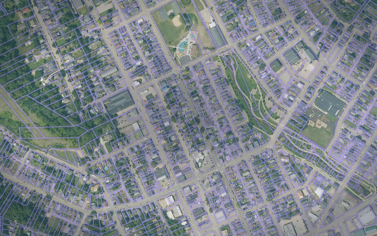 Parcel boundaries over aerial imagery of Dubuque County, Iowa