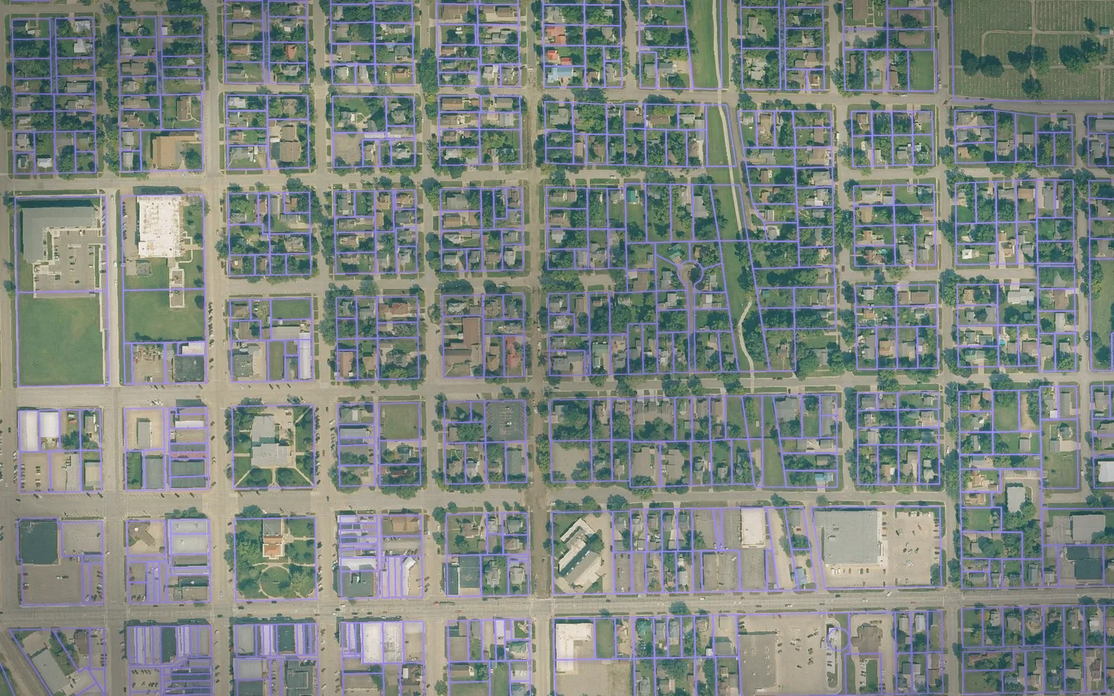 Parcel boundaries over aerial imagery of Emmet County, Iowa