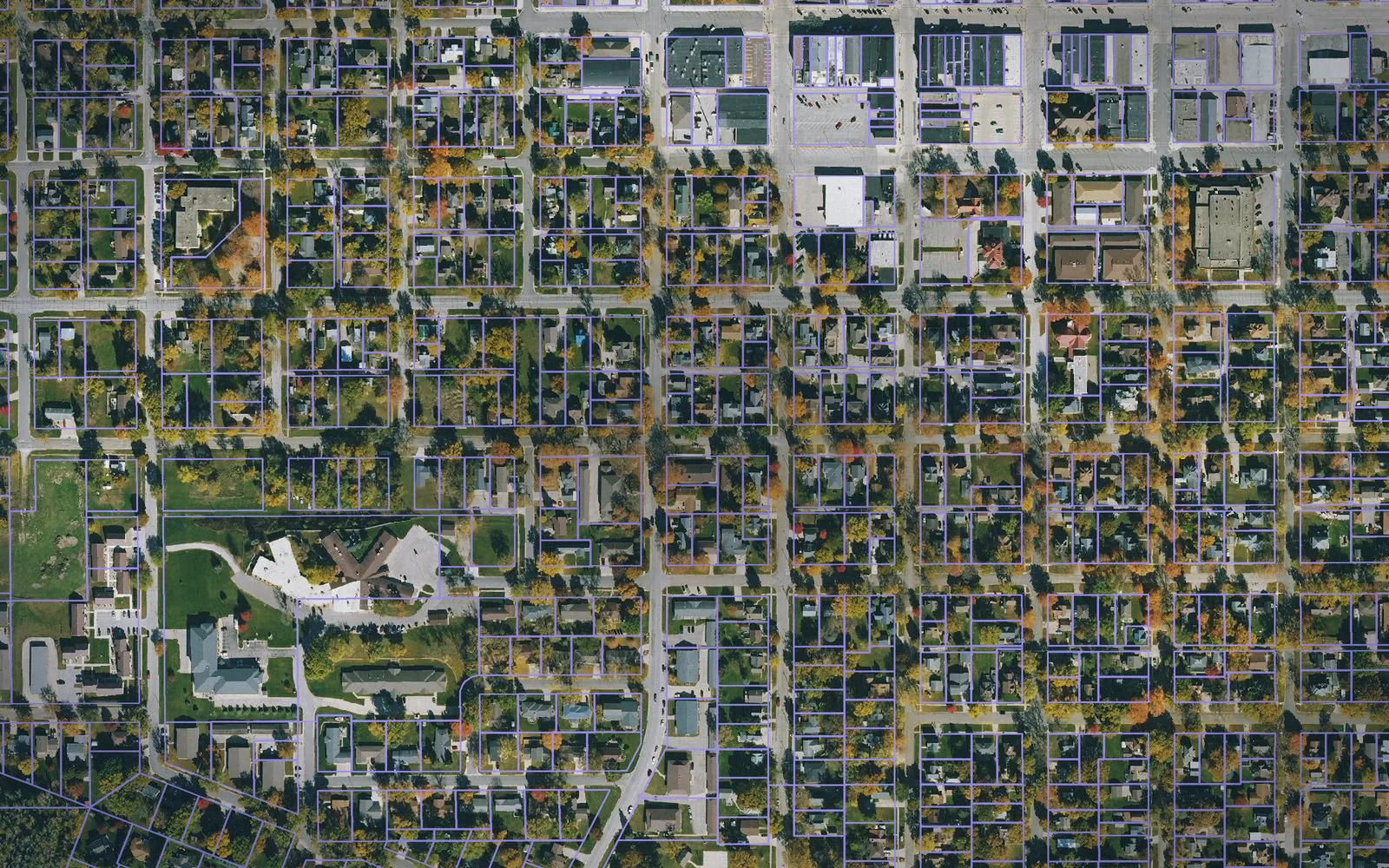 Parcel boundaries over aerial imagery of Kossuth County, Iowa