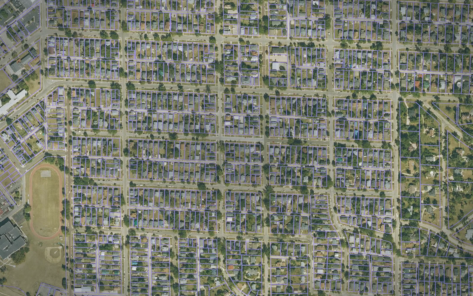 Parcel boundaries over aerial imagery of Linn County, Iowa