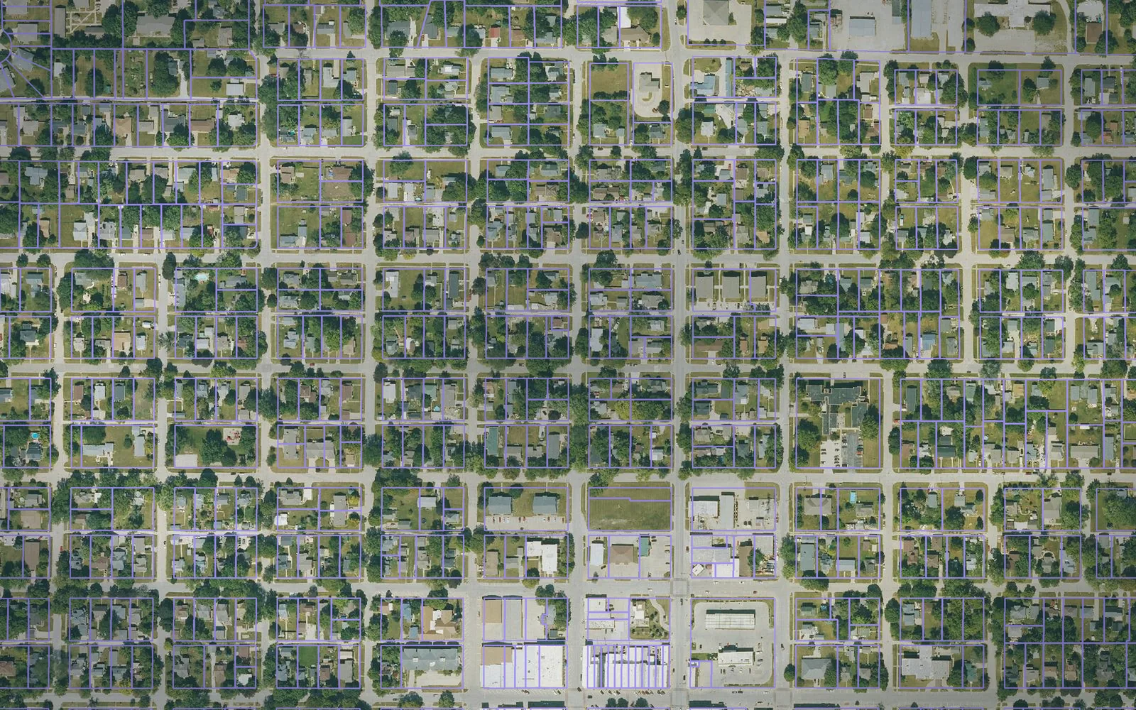 Parcel boundaries over aerial imagery of Madison County, Iowa