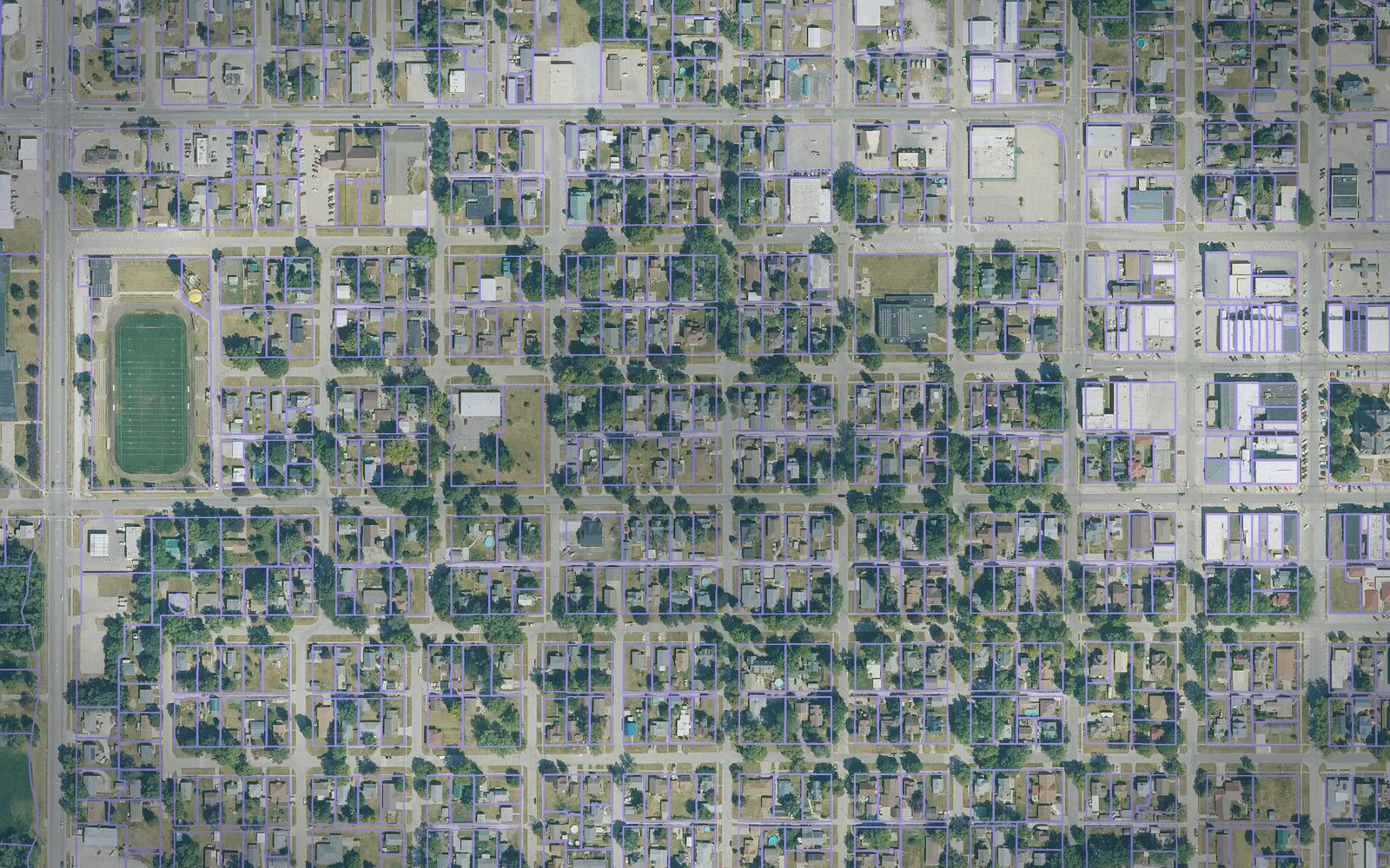 Parcel boundaries over aerial imagery of Marion County, Iowa
