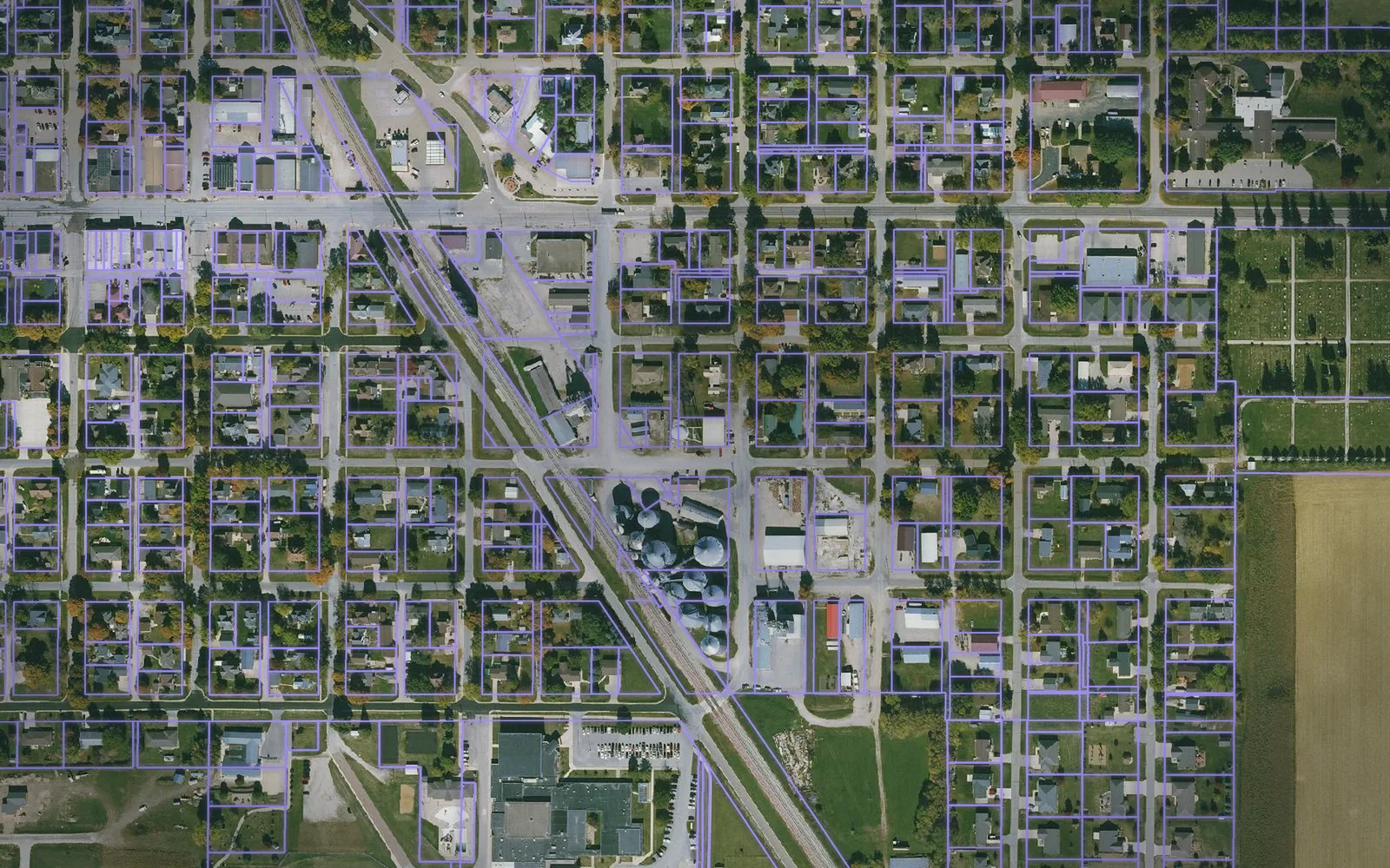 Parcel boundaries over aerial imagery of Mitchell County, Iowa