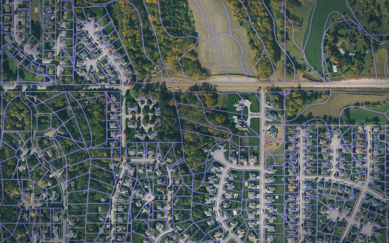 Parcel boundaries over aerial imagery of Pottawattamie County, Iowa