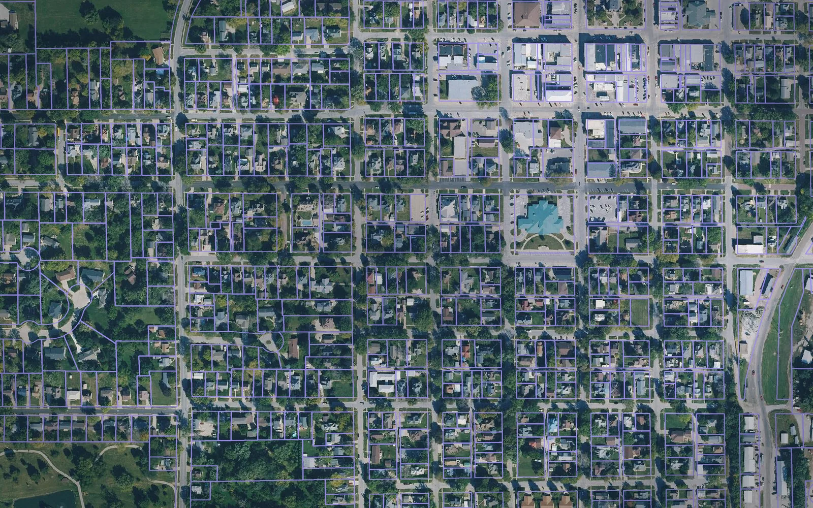 Parcel boundaries over aerial imagery of Shelby County, Iowa