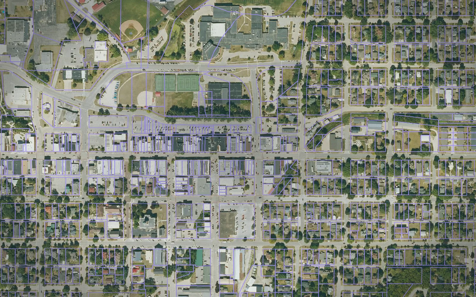 Parcel boundaries over aerial imagery of Winneshiek County, Iowa