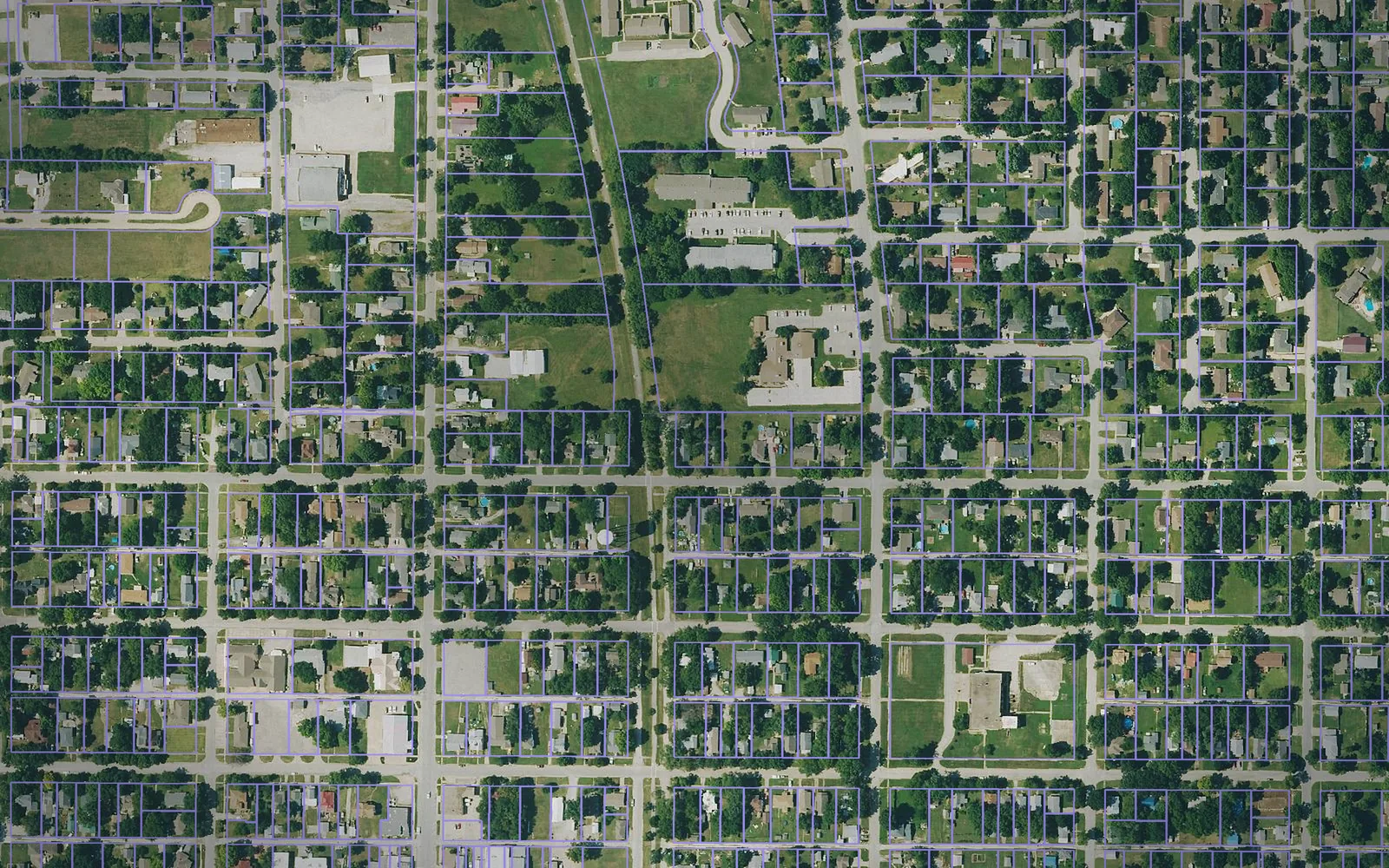 Parcel boundaries over aerial imagery of Anderson County, Kansas