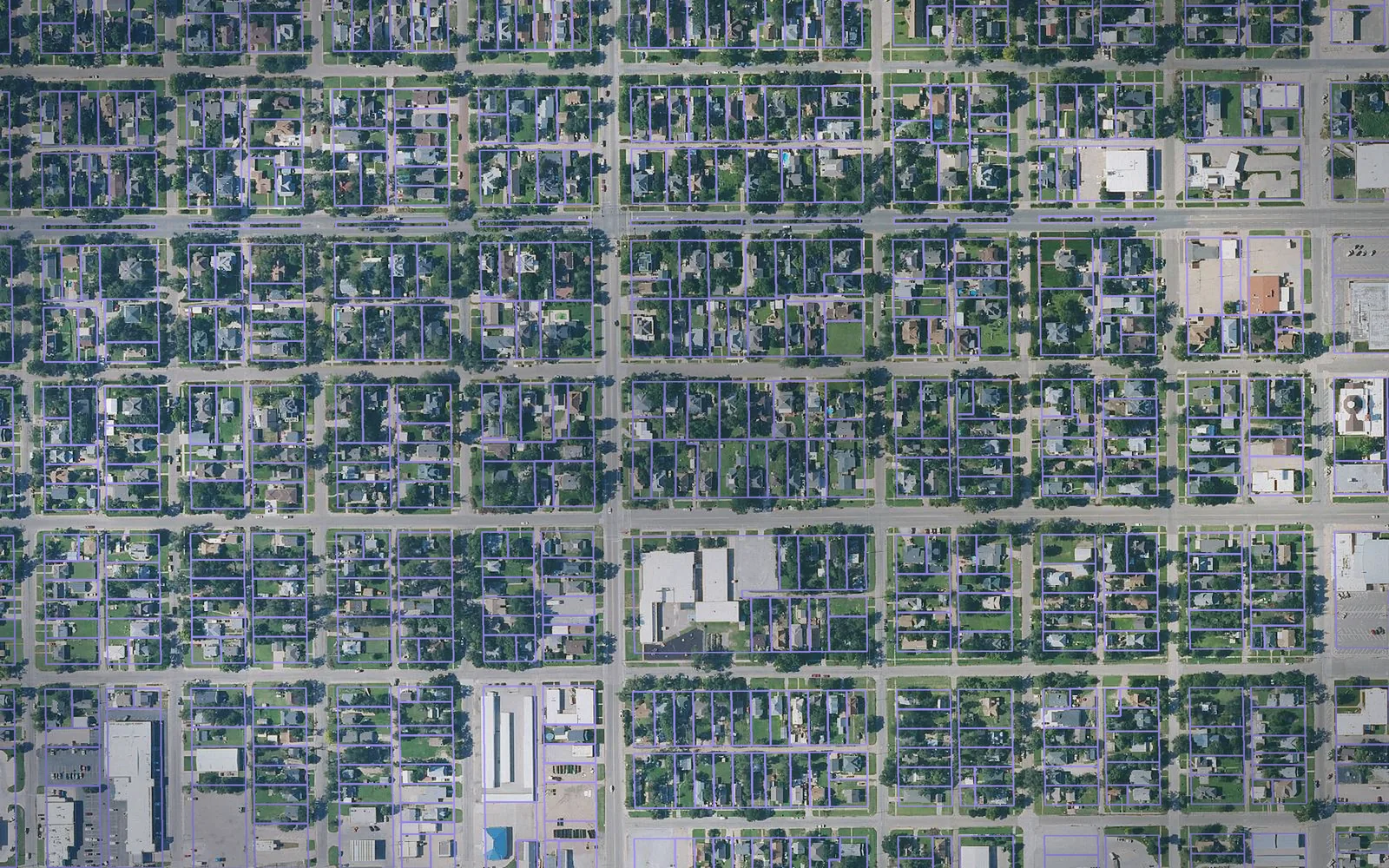 Parcel boundaries over aerial imagery of Barton County, Kansas