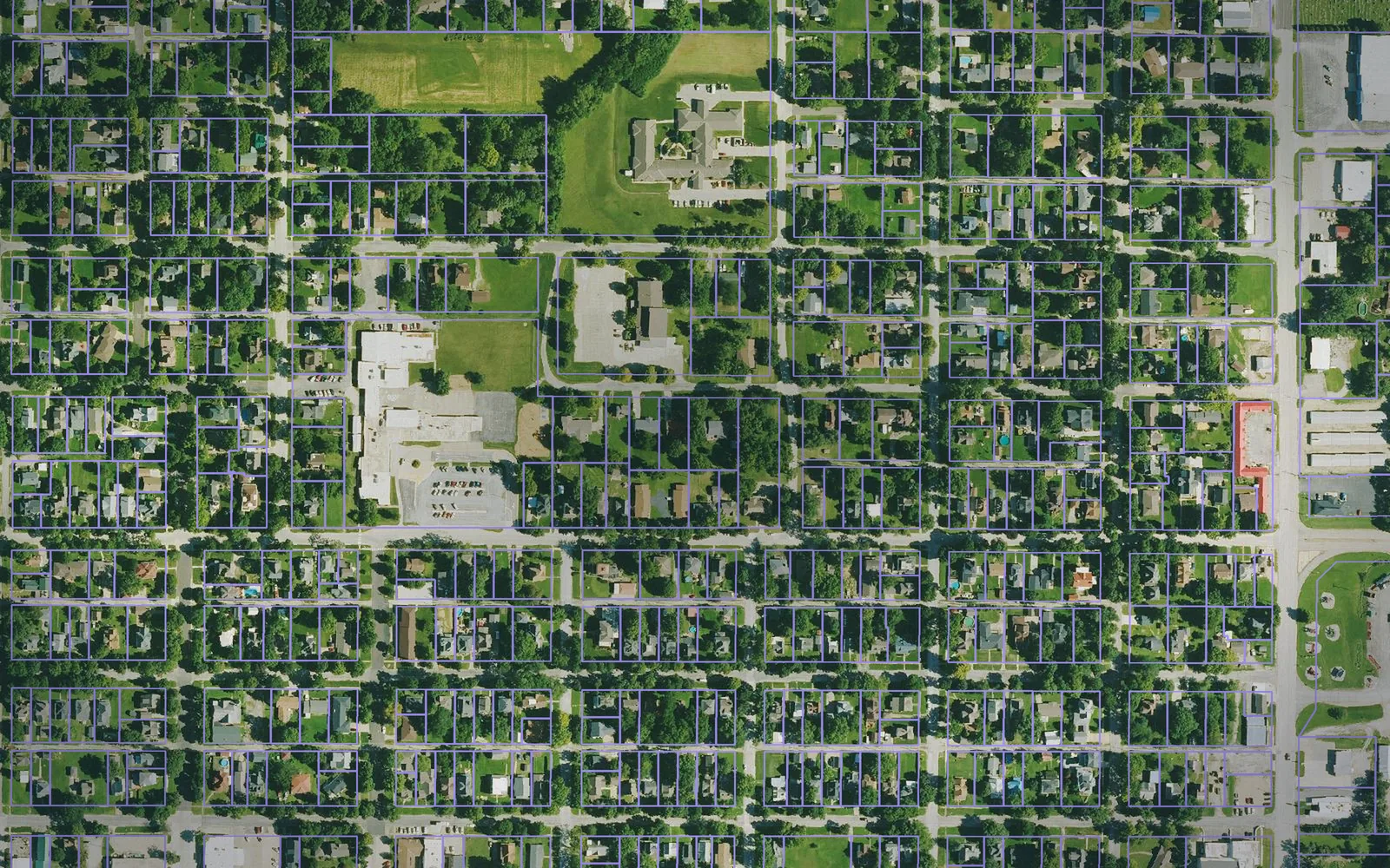 Parcel boundaries over aerial imagery of Brown County, Kansas