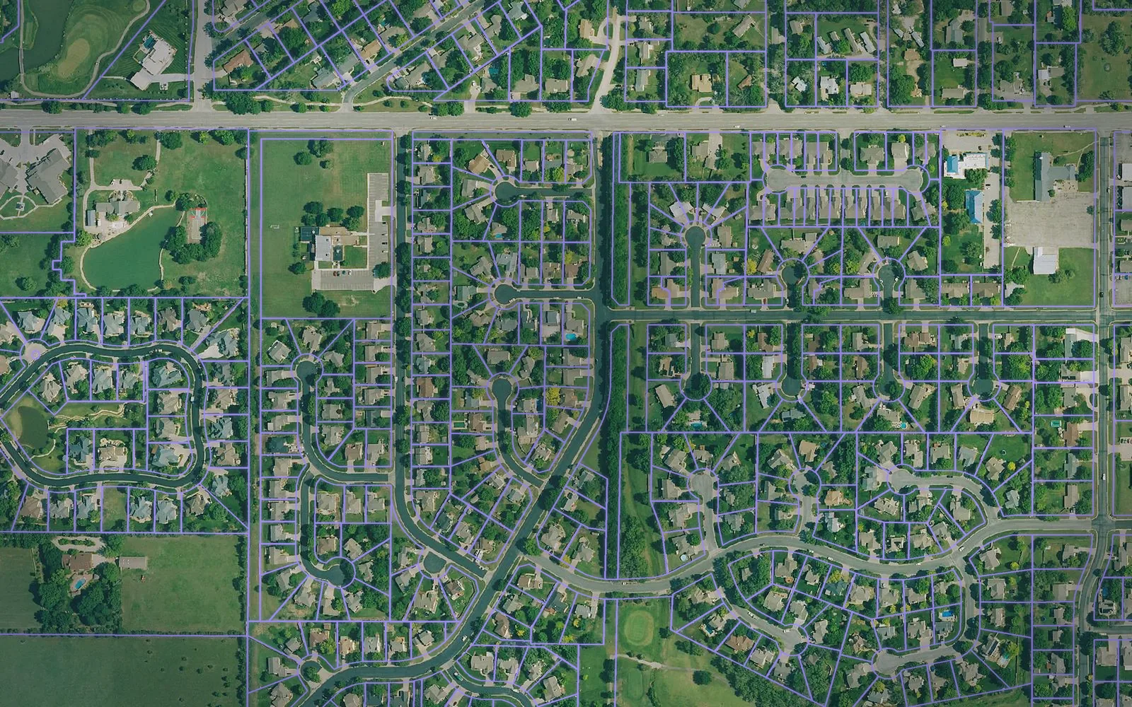 Parcel boundaries over aerial imagery of Butler County, Kansas