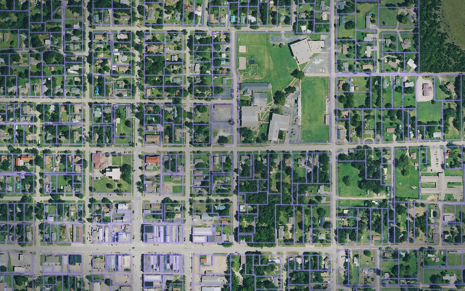 Parcel boundaries over aerial imagery of Chautauqua County, Kansas