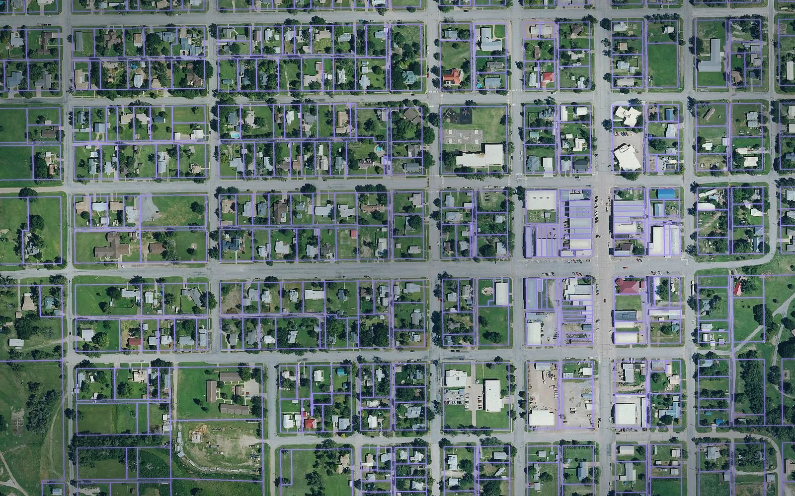 Parcel boundaries over aerial imagery of Clark County, Kansas