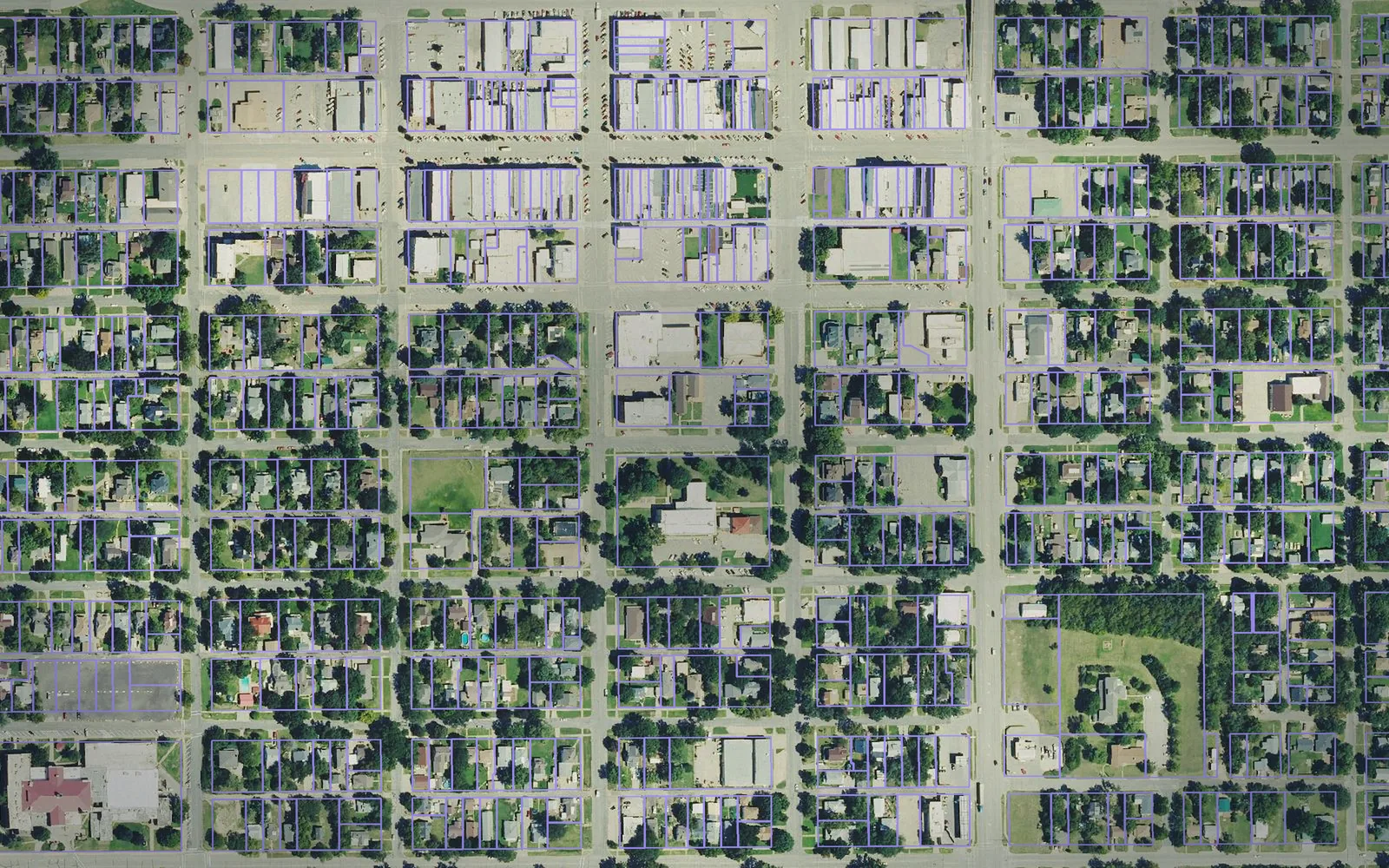 Parcel boundaries over aerial imagery of Cloud County, Kansas