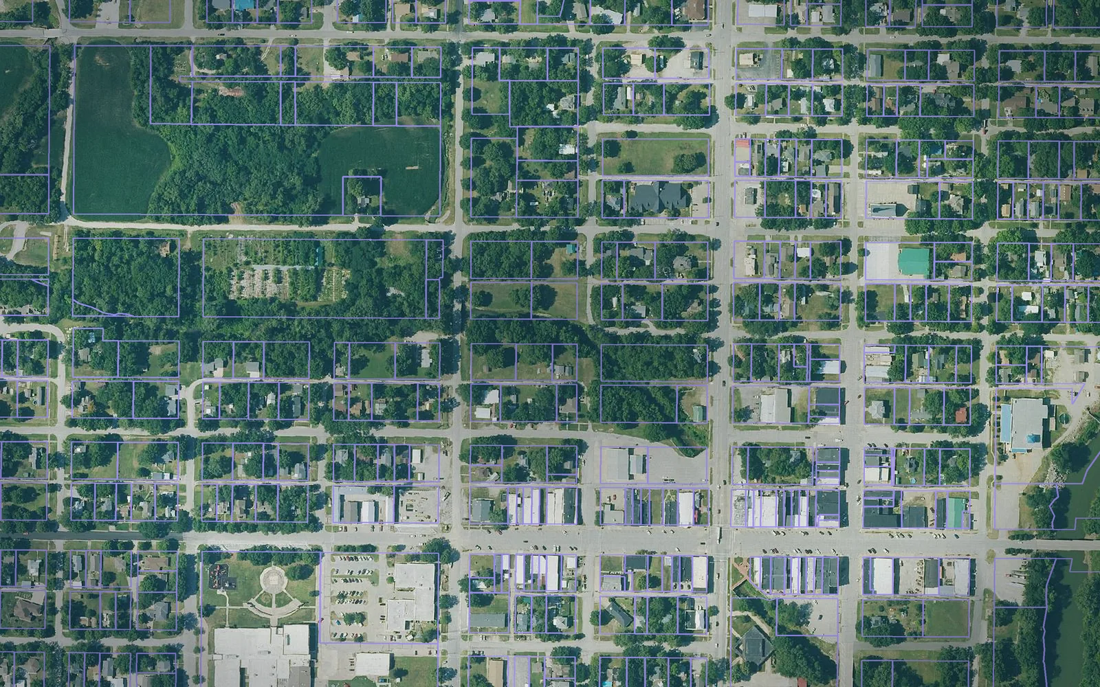 Parcel boundaries over aerial imagery of Coffey County, Kansas