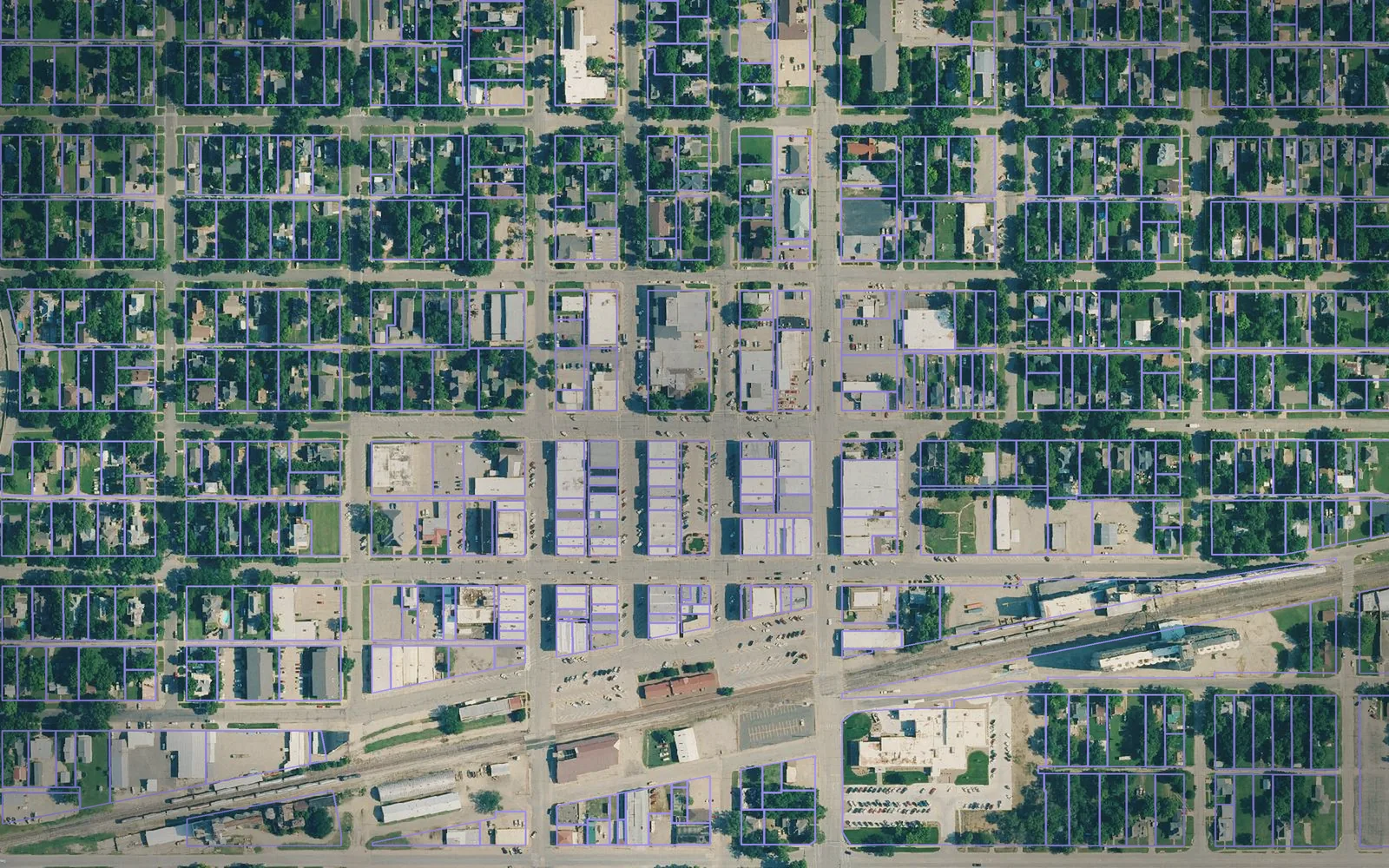 Parcel boundaries over aerial imagery of Dickinson County, Kansas