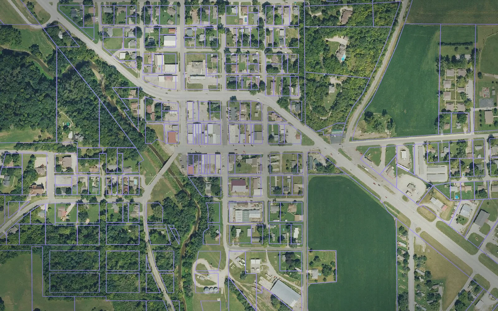 Parcel boundaries over aerial imagery of Doniphan County, Kansas