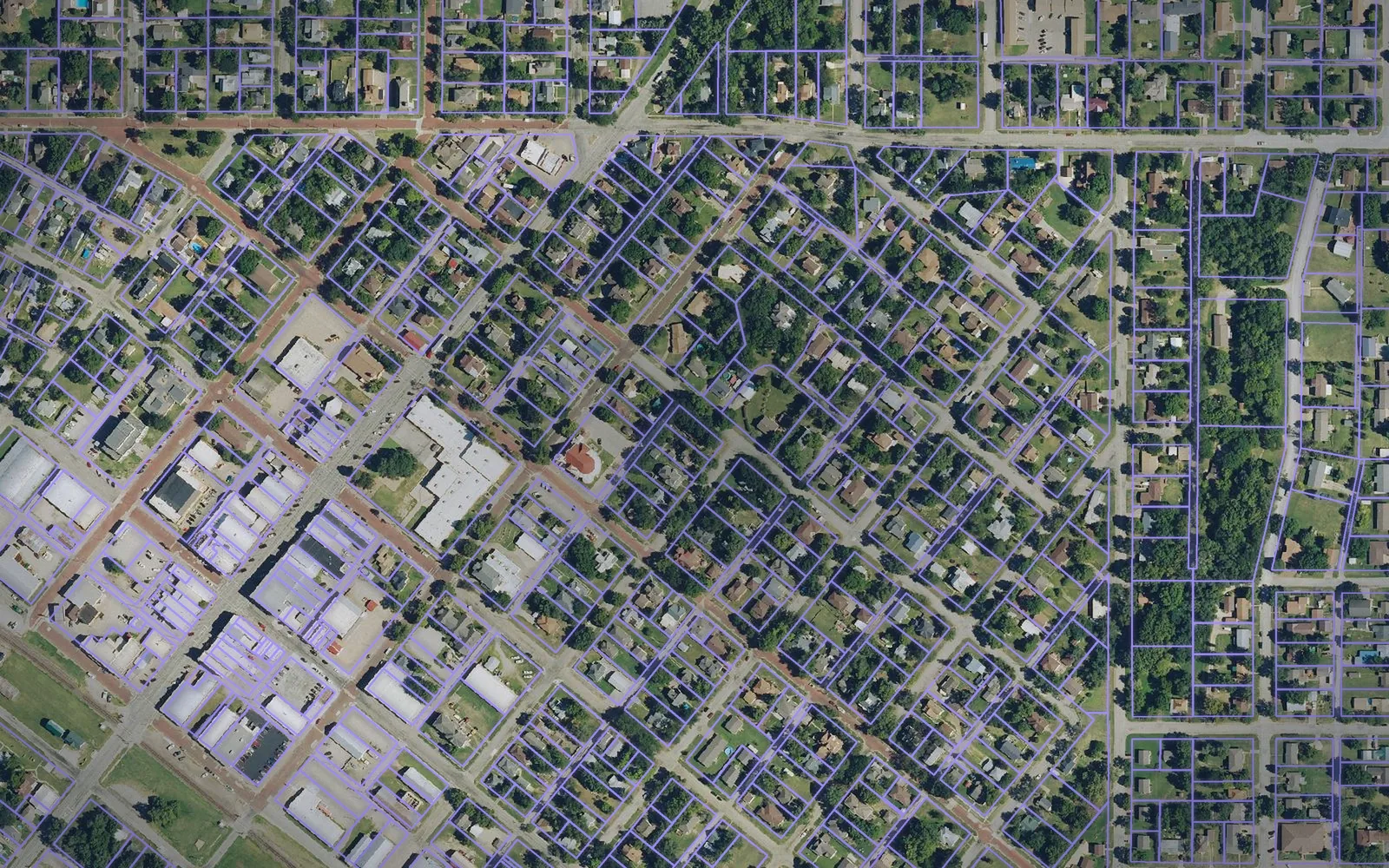 Parcel boundaries over aerial imagery of Ellsworth County, Kansas