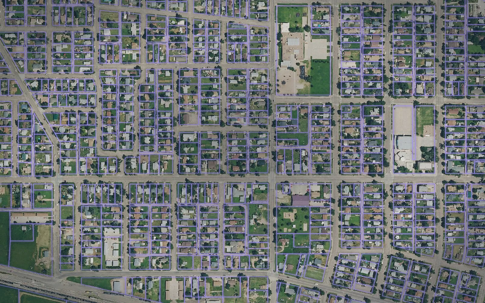 Parcel boundaries over aerial imagery of Finney County, Kansas
