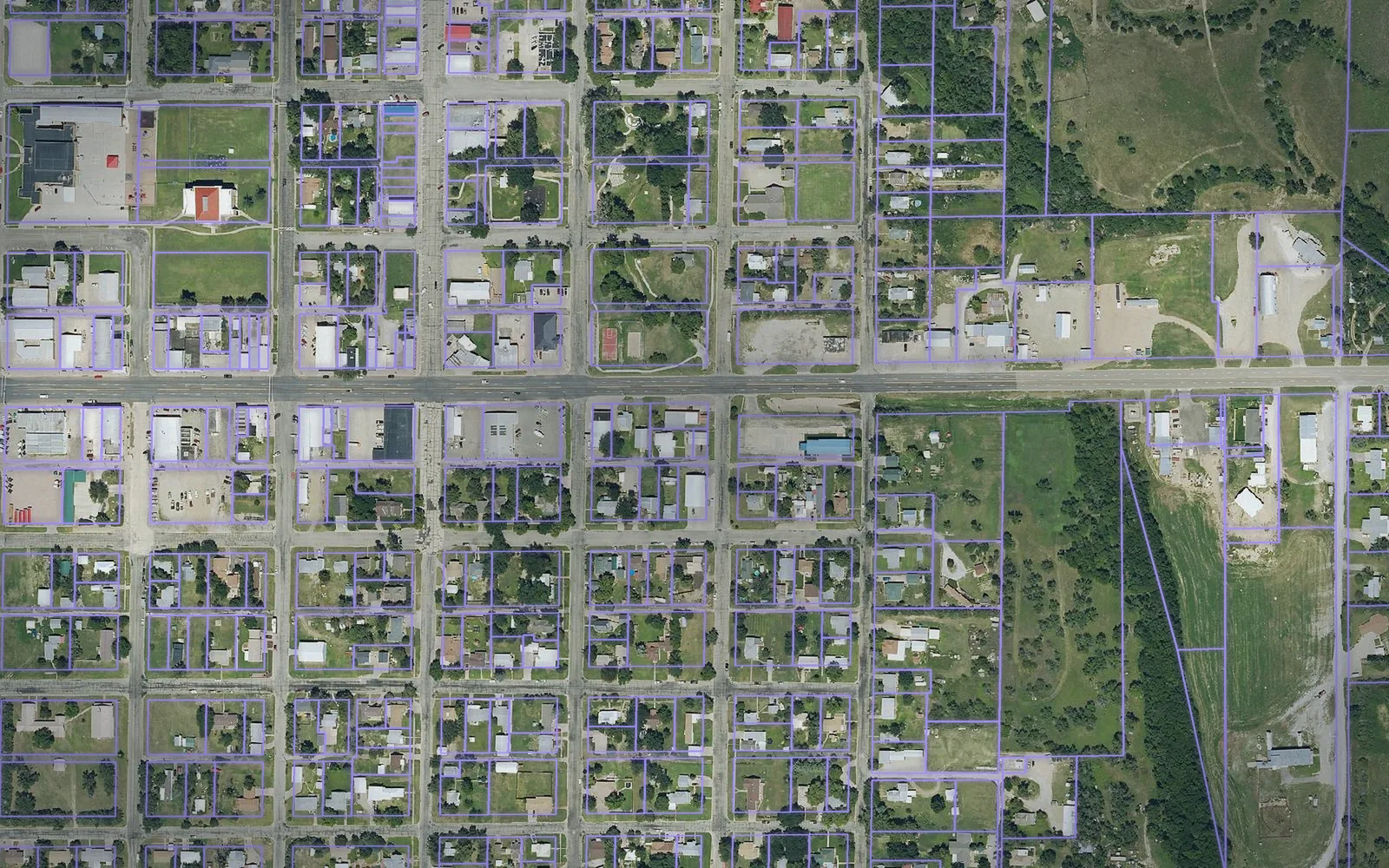 Parcel boundaries over aerial imagery of Graham County, Kansas