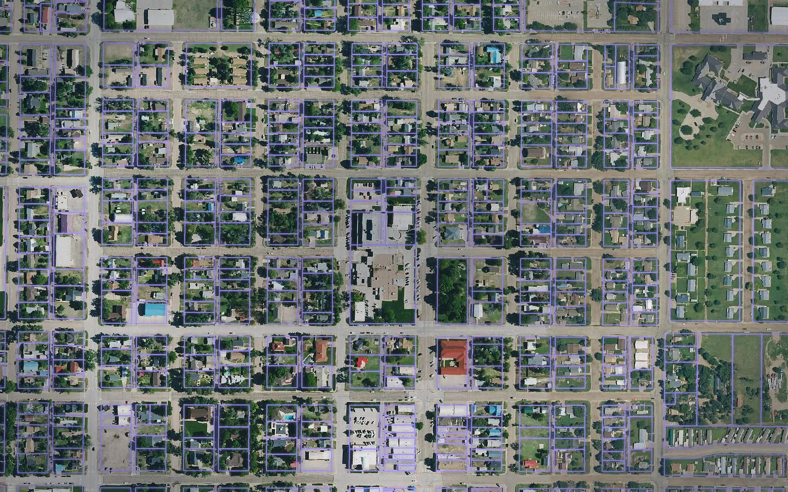 Parcel boundaries over aerial imagery of Grant County, Kansas