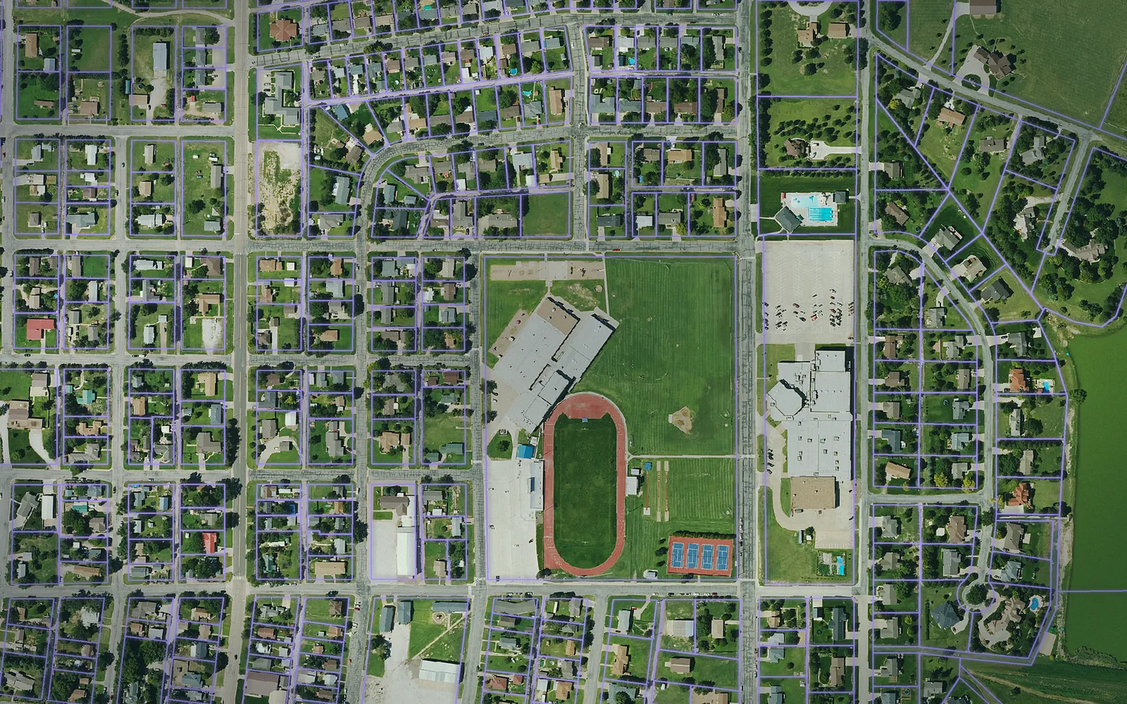 Parcel boundaries over aerial imagery of Gray County, Kansas