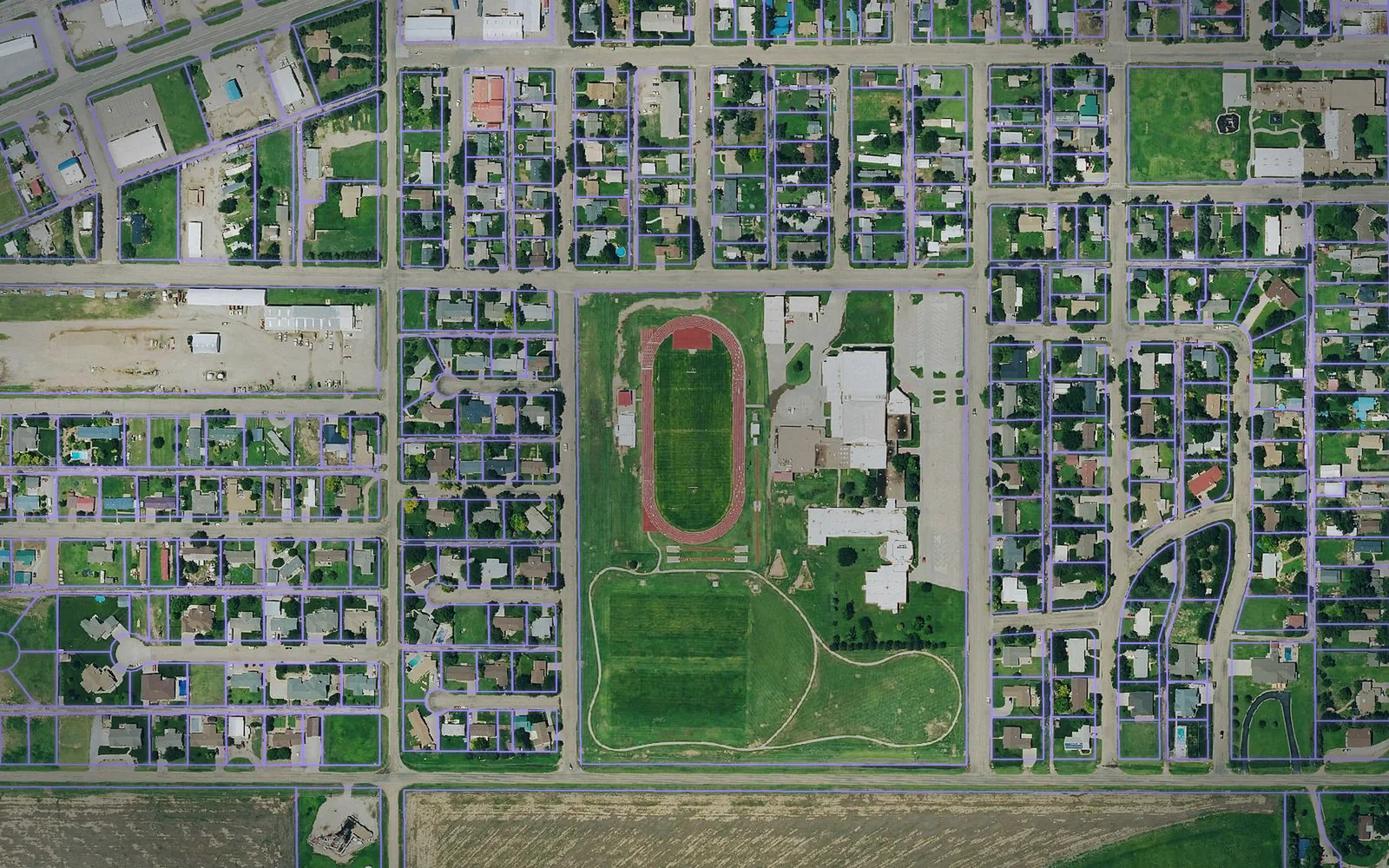 Parcel boundaries over aerial imagery of Haskell County, Kansas