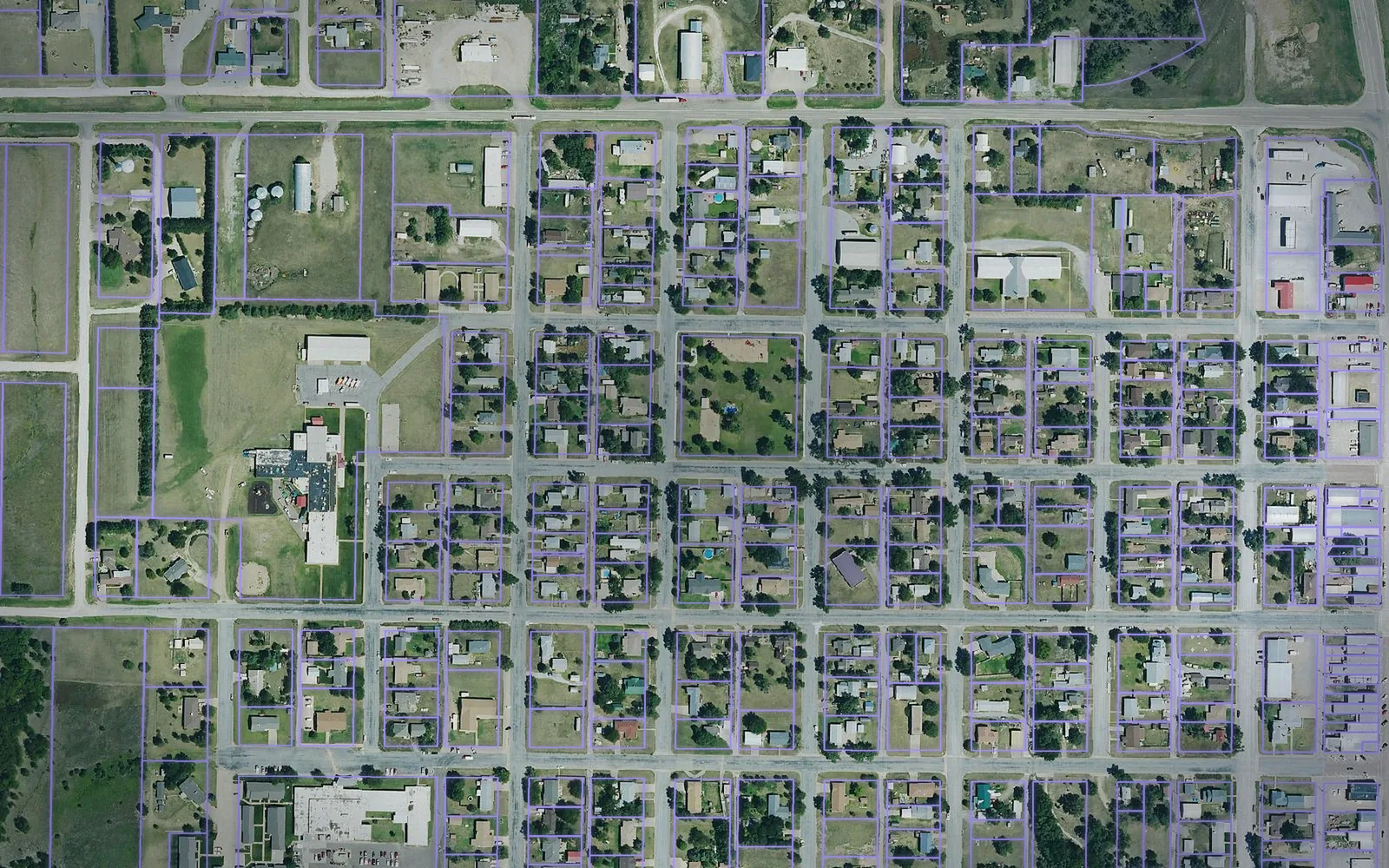 Parcel boundaries over aerial imagery of Hodgeman County, Kansas