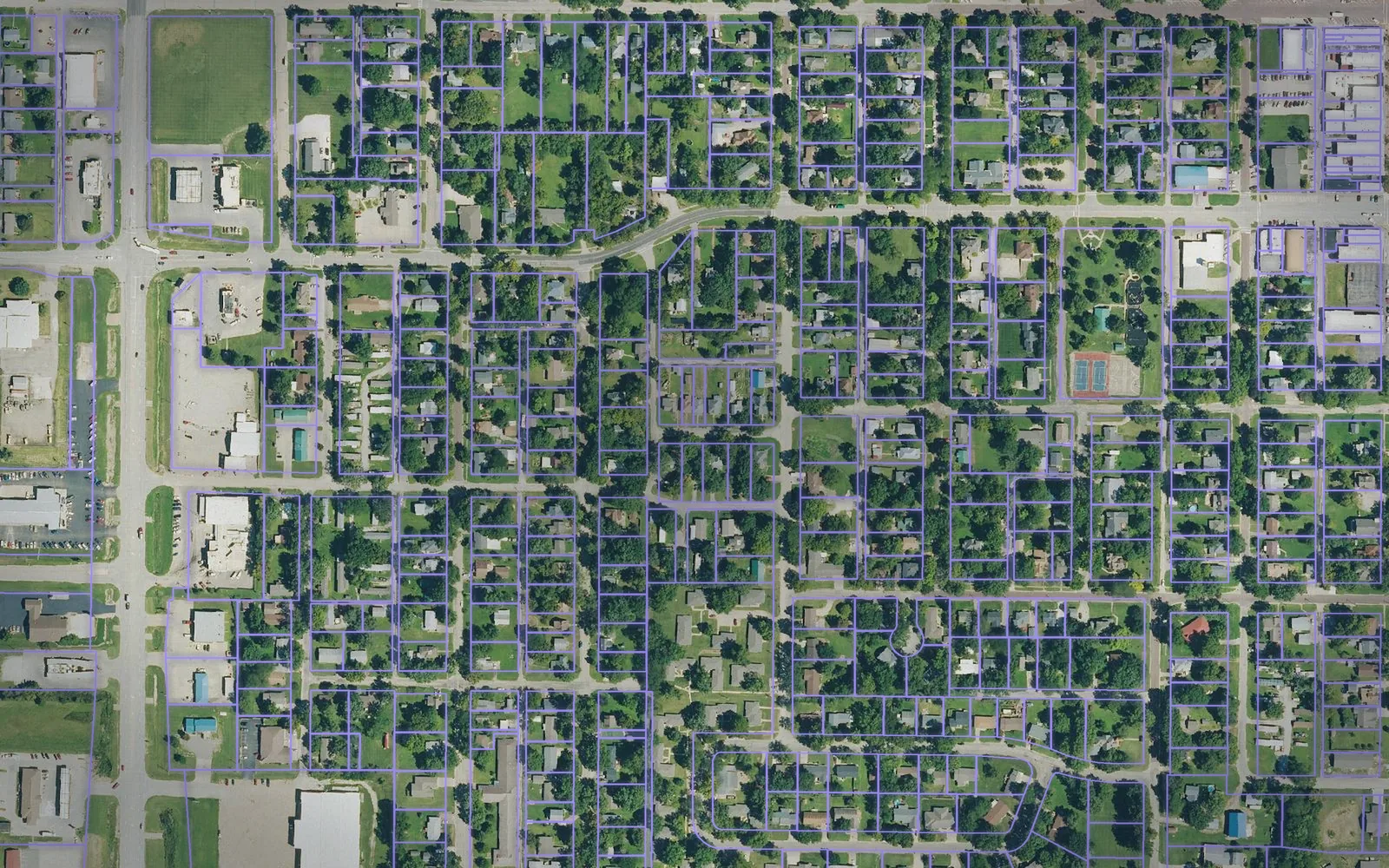 Parcel boundaries over aerial imagery of Jackson County, Kansas