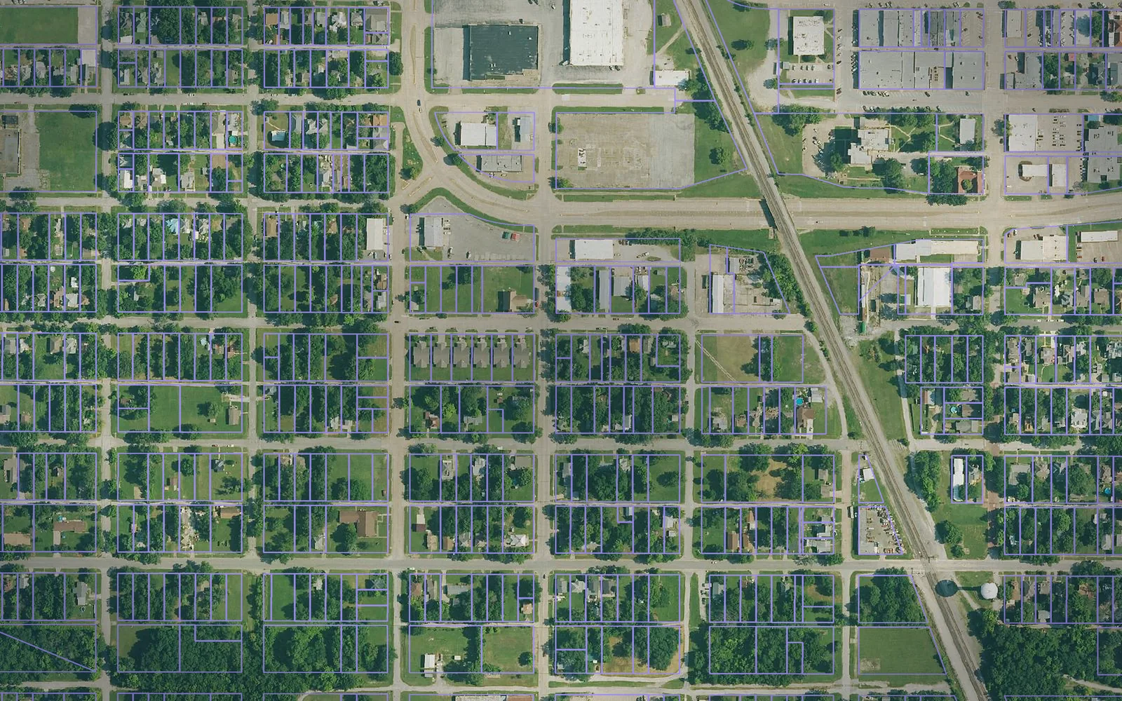 Parcel boundaries over aerial imagery of Labette County, Kansas
