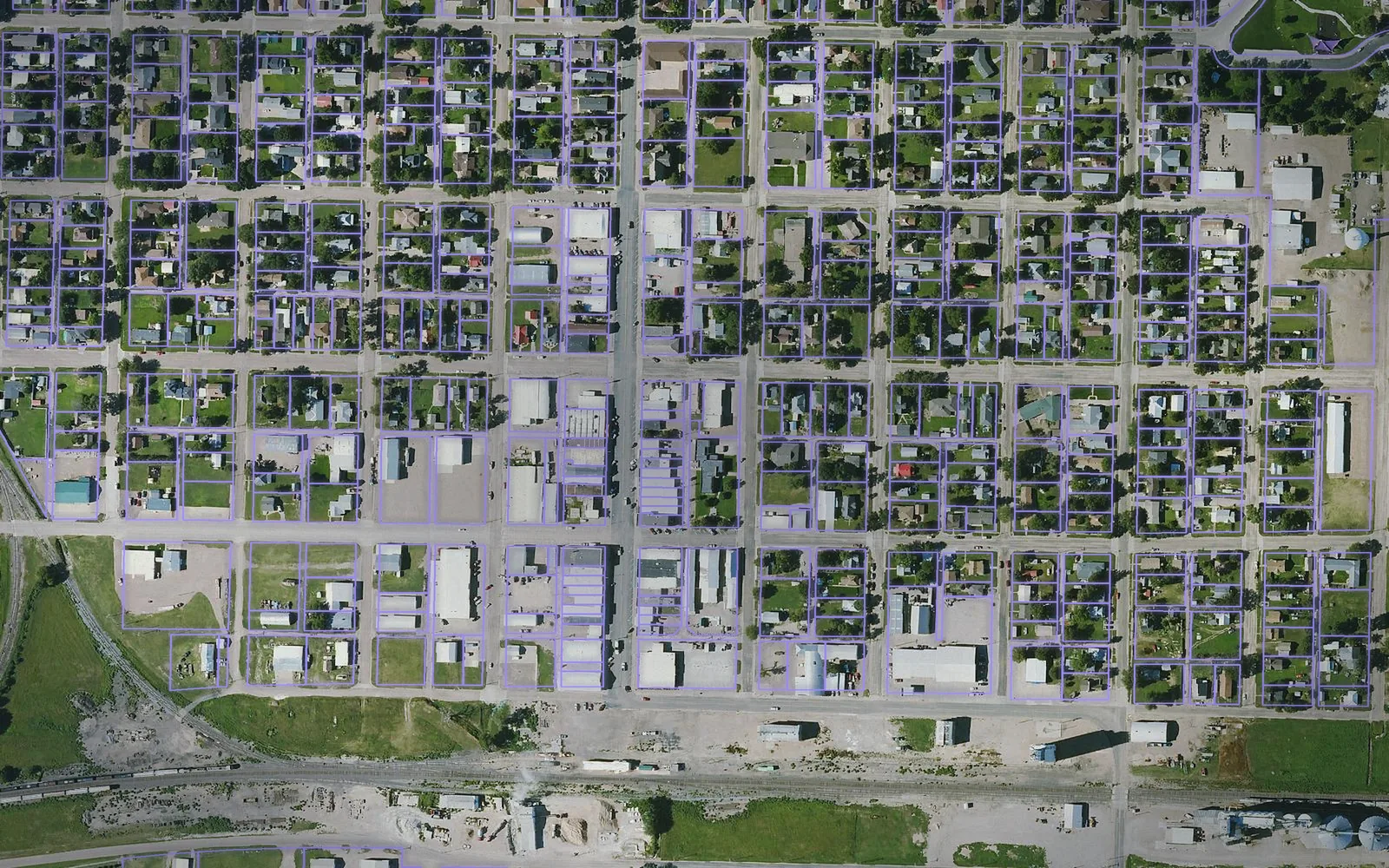 Parcel boundaries over aerial imagery of Logan County, Kansas