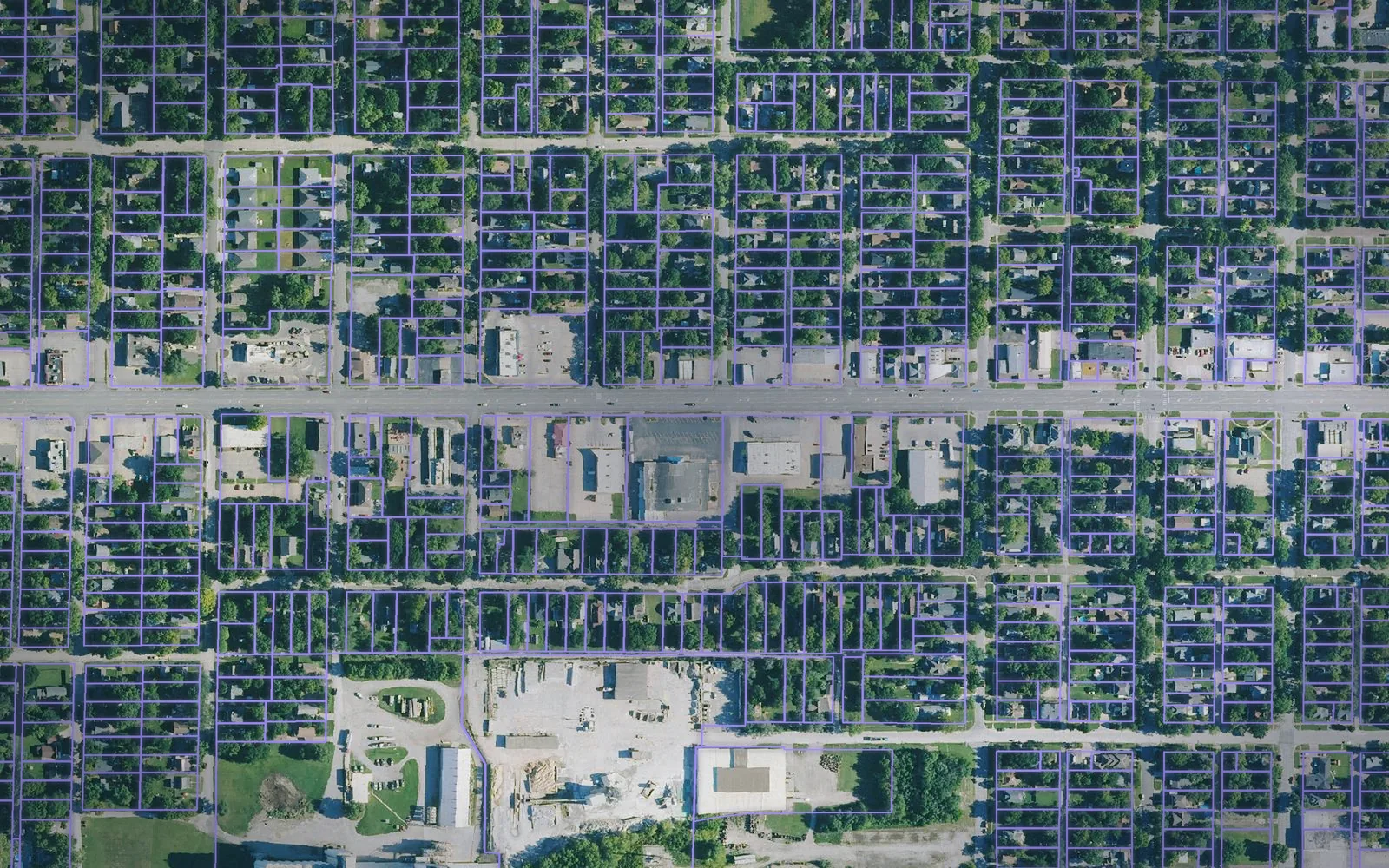 Parcel boundaries over aerial imagery of Lyon County, Kansas