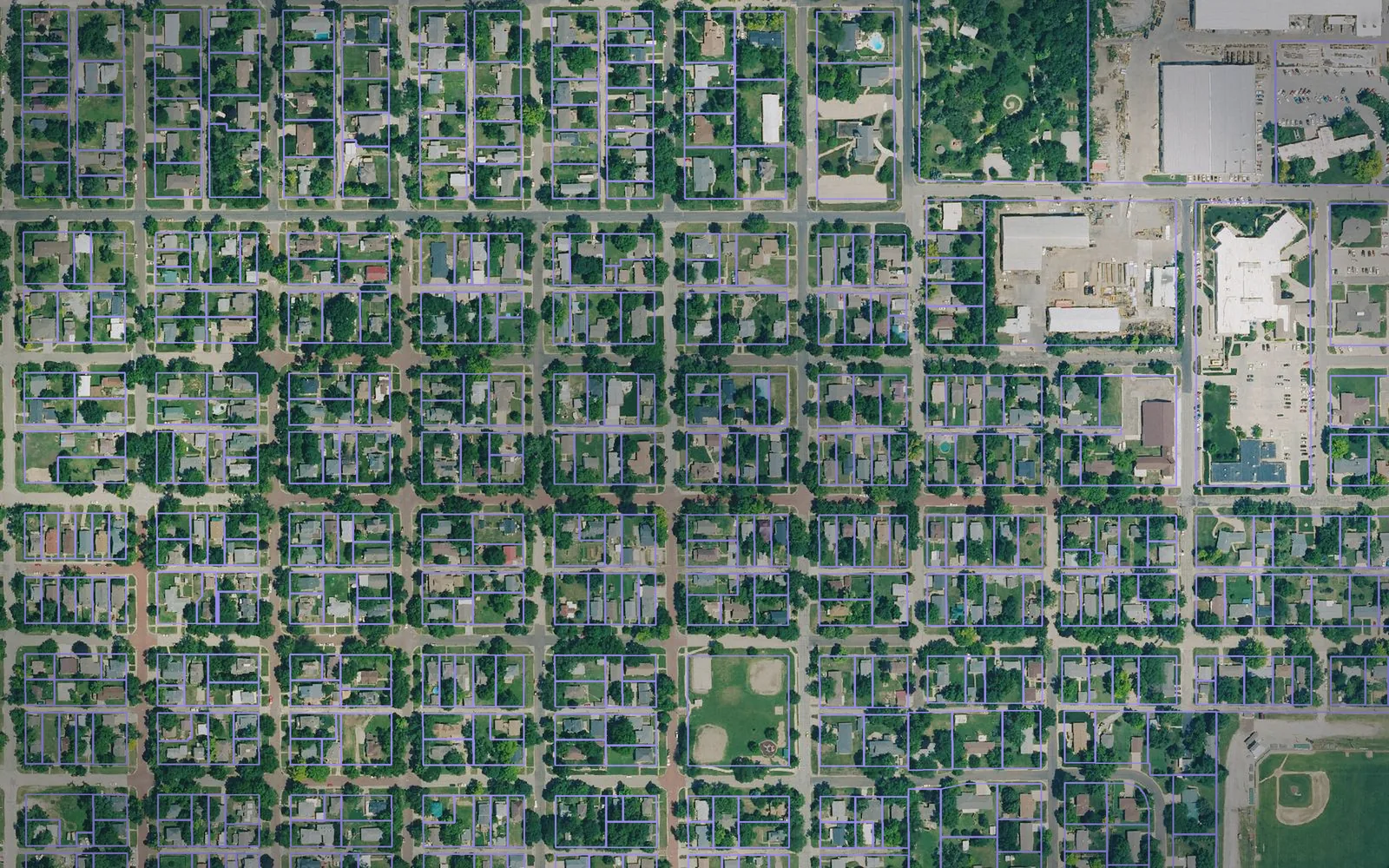 Parcel boundaries over aerial imagery of Marshall County, Kansas