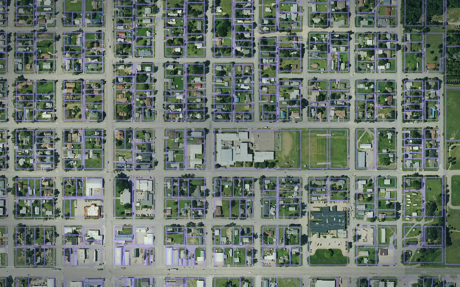 Parcel boundaries over aerial imagery of Meade County, Kansas