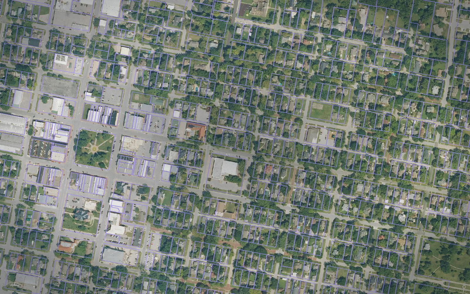 Parcel boundaries over aerial imagery of Miami County, Kansas