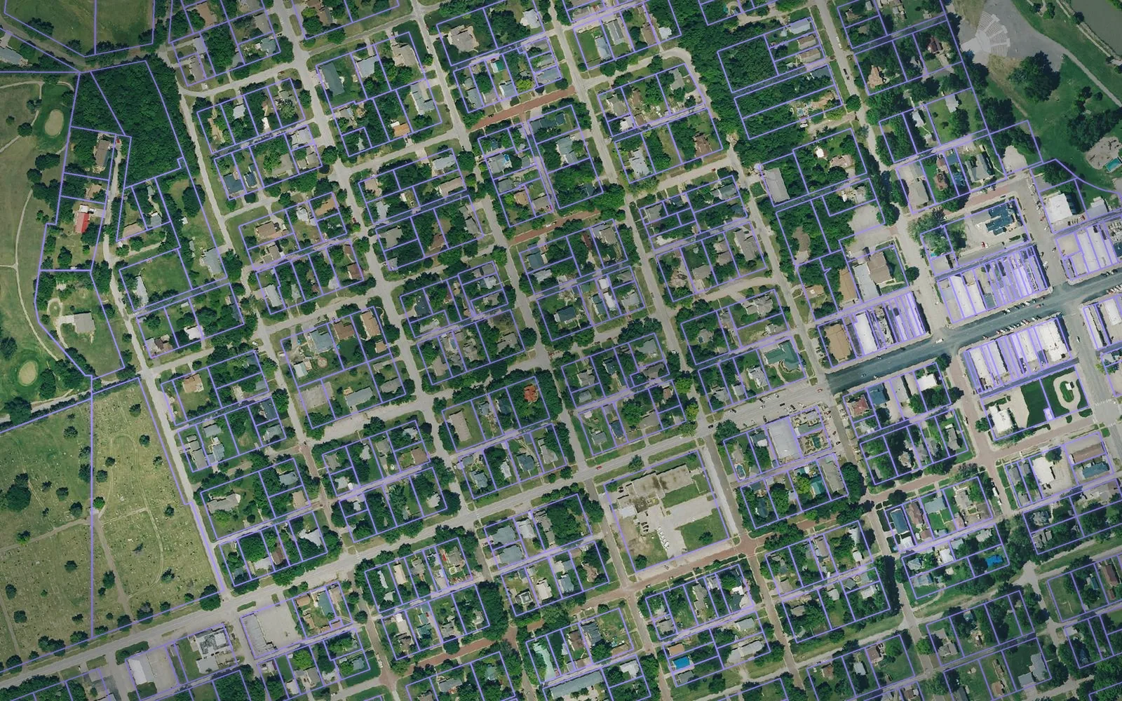 Parcel boundaries over aerial imagery of Morris County, Kansas
